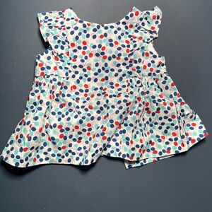 Jacadi White Dress with Blue and Red Polka Dots